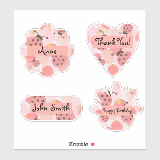 Aangepaste roze luiervogels sticker (Vel)