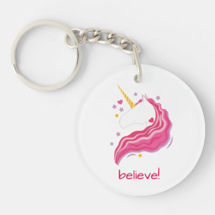 Aangepaste roze Magische Unicorn Sleutelhanger