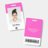Aangepaste roze medewerker Grote foto Paarse Logo Badge (Voor- en achterkant)
