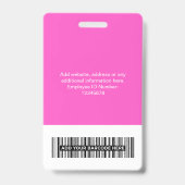 Aangepaste roze medewerker Grote foto Paarse Logo Badge (Achterkant)