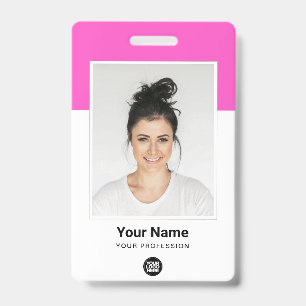Aangepaste roze medewerker Grote foto Paarse Logo Badge