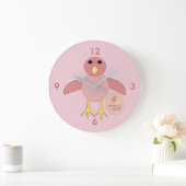 Aangepaste roze meidenklok rond grote klok (Huis)