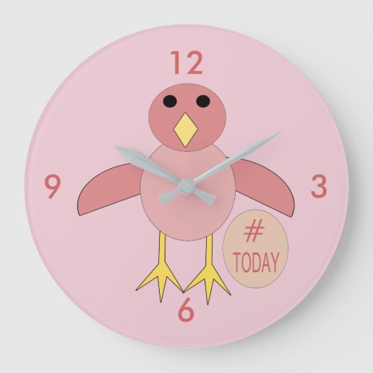 Aangepaste roze meidenklok rond grote klok (Voorkant)