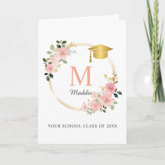 Aangepaste Roze Meisjes Afstuderen Kaart (Voorkant)