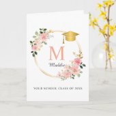 Aangepaste Roze Meisjes Afstuderen Kaart (Gele Bloem)