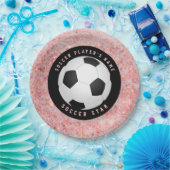 Aangepaste roze meisjes voetbal papieren bordje (Feest)