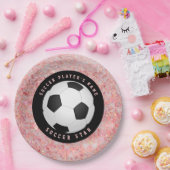 Aangepaste roze meisjes voetbal papieren bordje (Feest)