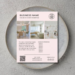 Aangepaste roze minimalistische marketing zakenvli flyer