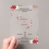 Aangepaste Roze Moderne Acryl Huwelijksuitnodiging Acryl Uitnodigingen (Insitu (Draagbaar))
