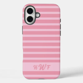 Aangepaste Roze Monochromatische Gestreepte iPhone 16 Plus Hoesje