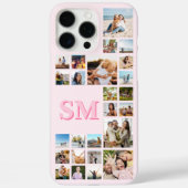 Aangepaste Roze Monogram Initiaal 25 Fotocollage Case-Mate iPhone Case (Achterkant)