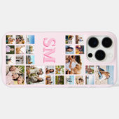 Aangepaste Roze Monogram Initiaal 25 Fotocollage Case-Mate iPhone Case (Achterkant (horizontaal))