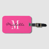 Aangepaste roze monogram reistaslabel voor vrouwen (Voorkant (horizontaal))