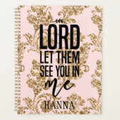 Aangepaste roze Motivatie planner voor roze goud (Voorkant)