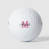 Aangepaste roze naam monogram golfballen voor vrou (Voorkant)