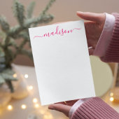 Aangepaste Roze Naam Typografie Script Vrouwelijk Notitiekaartje