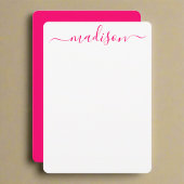 Aangepaste Roze Naam Typografie Script Vrouwelijk Notitiekaartje