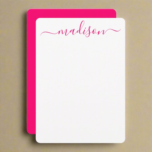 Aangepaste Roze Naam Typografie Script Vrouwelijk Notitiekaartje