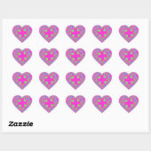 Aangepaste roze neon Cross Heart Stickers (Vel)