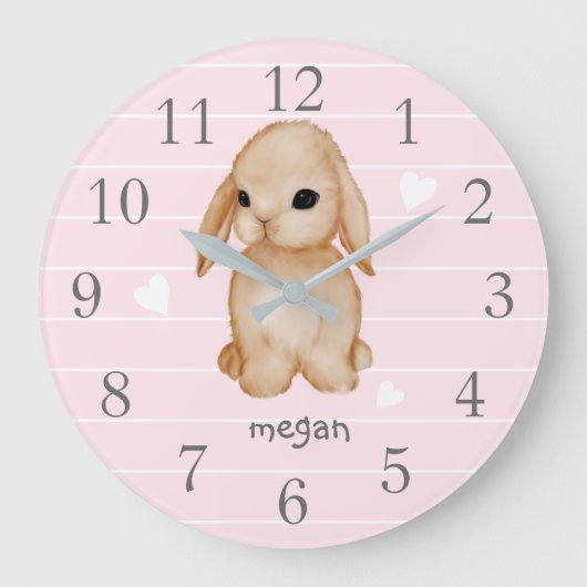 Aangepaste roze neursery wandklok (Voorkant)