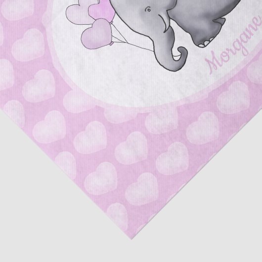 Aangepaste roze olifant 1e verjaardag tissuepapier (Detail)