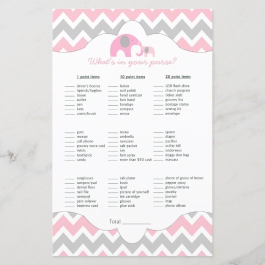 Aangepaste roze olifant baby shower bingo (Achterkant)
