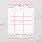Aangepaste roze olifant baby shower bingo (Voorkant)