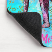 Aangepaste roze olifant Blue Gold Waterverf Trendy Muismat (Hoek)