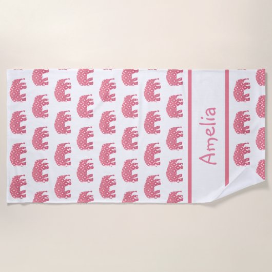 Aangepaste roze olifant strandlaken (Voorkant)