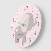 Aangepaste roze olifant-ursery wandklok (Hoek)