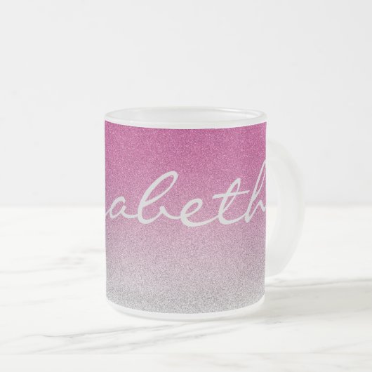 Aangepaste roze ombre Glitter Mok (Voorkant rechts)