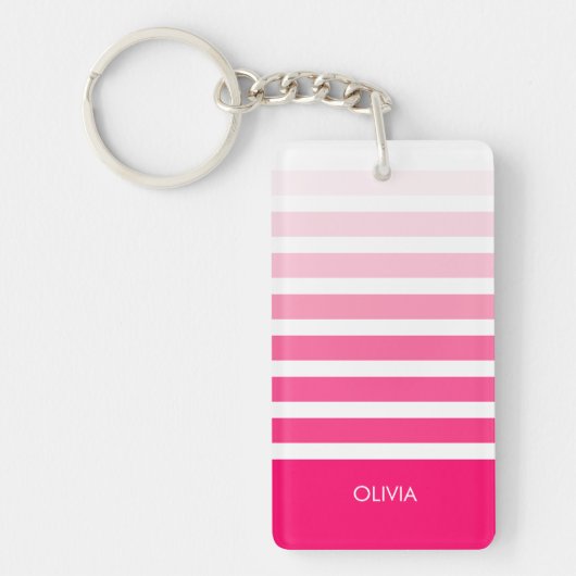 Aangepaste roze ombre naam sleutelhanger (Voorkant)