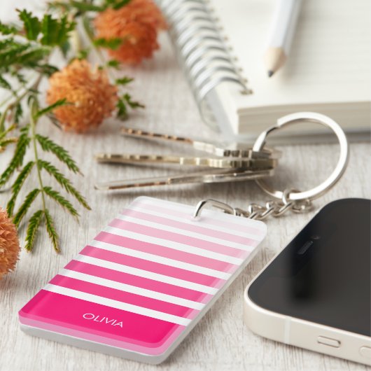 Aangepaste roze ombre naam sleutelhanger (Voorkant Rechts)