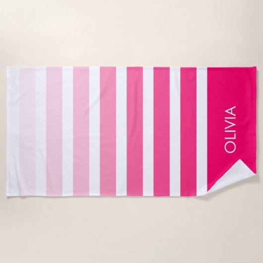 Aangepaste roze ombre naam strandlaken (Voorkant)