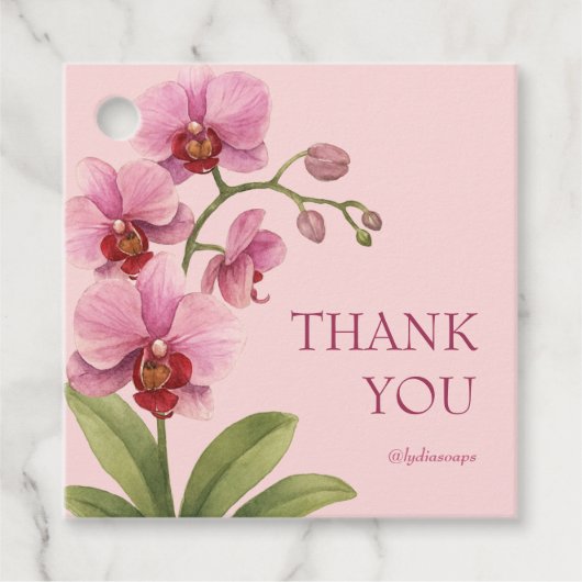 Aangepaste Roze Orchidee Bedankkaart Zakelijk Bedankjes Labels (Voorkant)