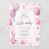 Aangepaste roze paars | Baby shower voor luchtball Kaart (Voorkant)