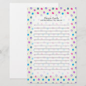 Aangepaste roze Paarse blauwe Stippen op wit Briefpapier (Voorkant / Achterkant)