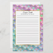 Aangepaste roze Paarse Blauwgroen groene zeemeermi Briefpapier (Voorkant / Achterkant)