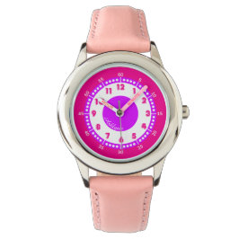 Aangepaste  Roze & Paarse Meisje Tijd Onderwijs Horloge