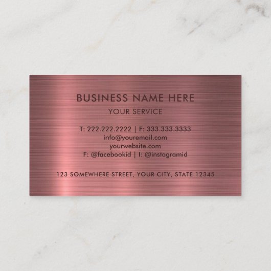 Aangepaste Roze Paarse Metalen Stijl Professional Visitekaartje (Achterkant)