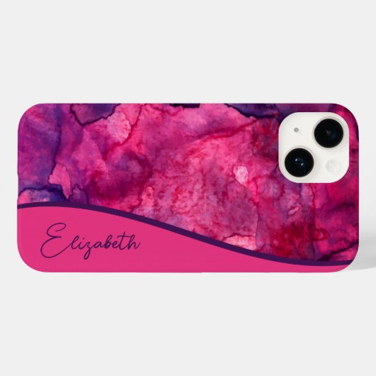 Aangepaste roze Paarse Waterverf Case-Mate iPhone Case (Achterkant (horizontaal))