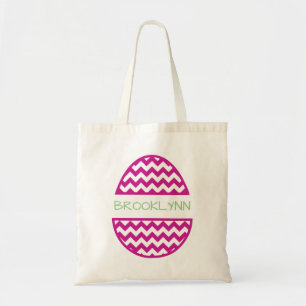 Aangepaste roze paasnaam tote bag