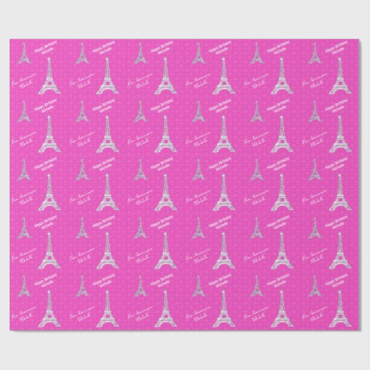 Aangepaste roze Parijse eiffeltoren Cadeaupapier (Vlak)