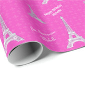 Aangepaste roze Parijse eiffeltoren Cadeaupapier (Rol Hoek)