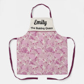 Aangepaste roze pastelvogel en bladeren schort (Voorkant)