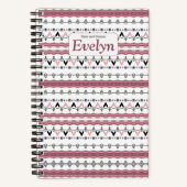 Aangepaste roze patroonmonogram Notitieboek (Voorkant)