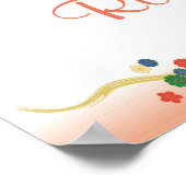 Aangepaste roze peach Aziatische Floral Sjabloon Poster (Hoek)