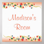 Aangepaste roze peach Aziatische Floral Sjabloon Poster (Voorkant)