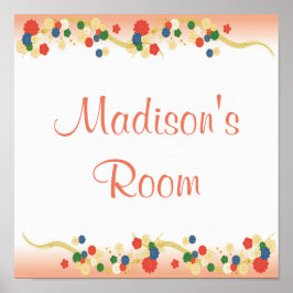 Aangepaste roze peach Aziatische Floral Sjabloon Poster