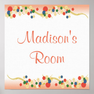 Aangepaste roze peach Aziatische Floral Sjabloon Poster